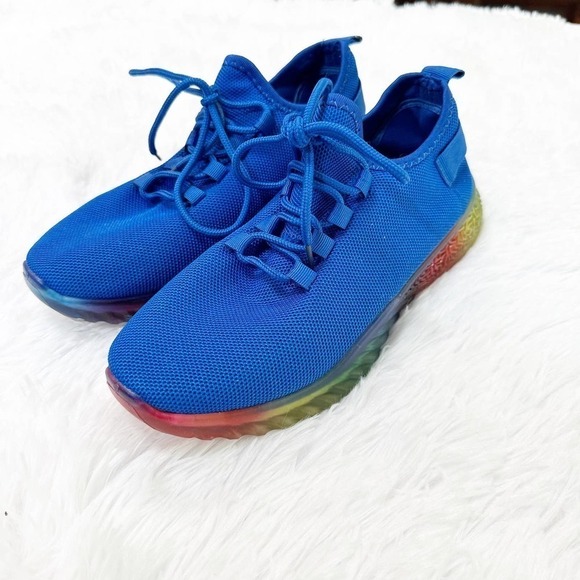 TAXI Affinity Blue Rainbow Sole Sneakers, Slip on, LACED Lauryn 7.5 - Picture 2 of 7